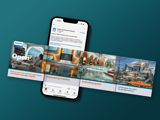 Campagnebeelden gepresenteerd in carrouselformaat mockup